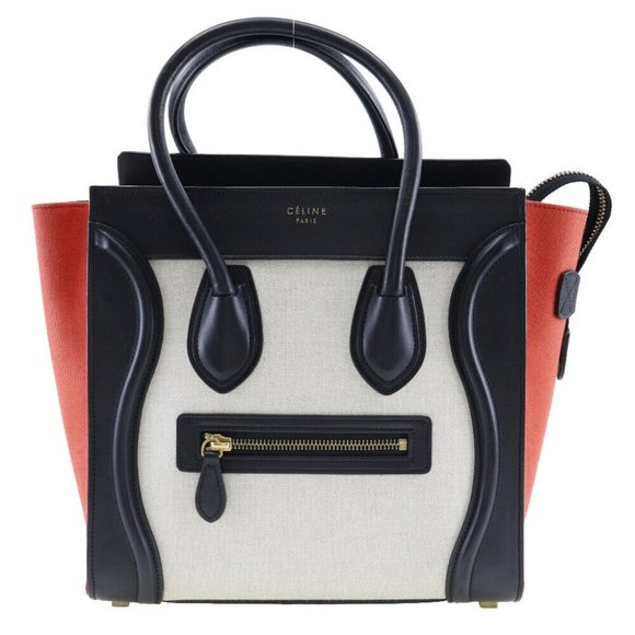 CELINE Luggage Handbag Micro shopper Tricolor black/Orange / beige - Picture 6 of 8